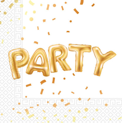 GOLD PARTY TWO PLY PAPER NAPKINS 33X33CM