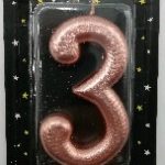 CANDLES CHROME ROSE GOLD NUMBER 3
