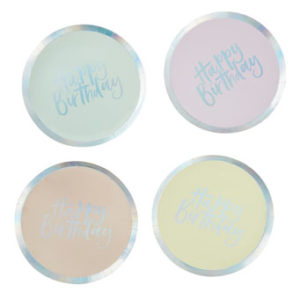Pastel Party – Pastel Happy Birthday Foiled Paper Plates