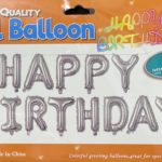Balloon banner H/Birthday silver 17inch