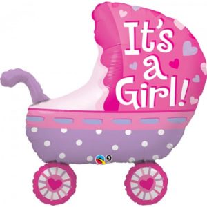 35 INCH FOIL SHAPE ITS A GIRL BABY STROLLER 1CTP