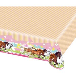 TC:Charming Horses Plastic Tablecloth