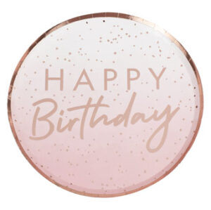 Mix It Up – Happy Birthday Rose Gold Paper Plate